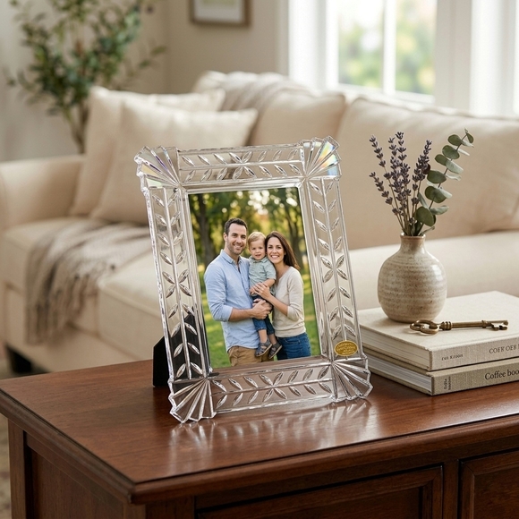 VTG 5" x 7" Genuine Lead Crystal Photo Frame Made is West Germany Art Deco Style - Picture 3 of 17